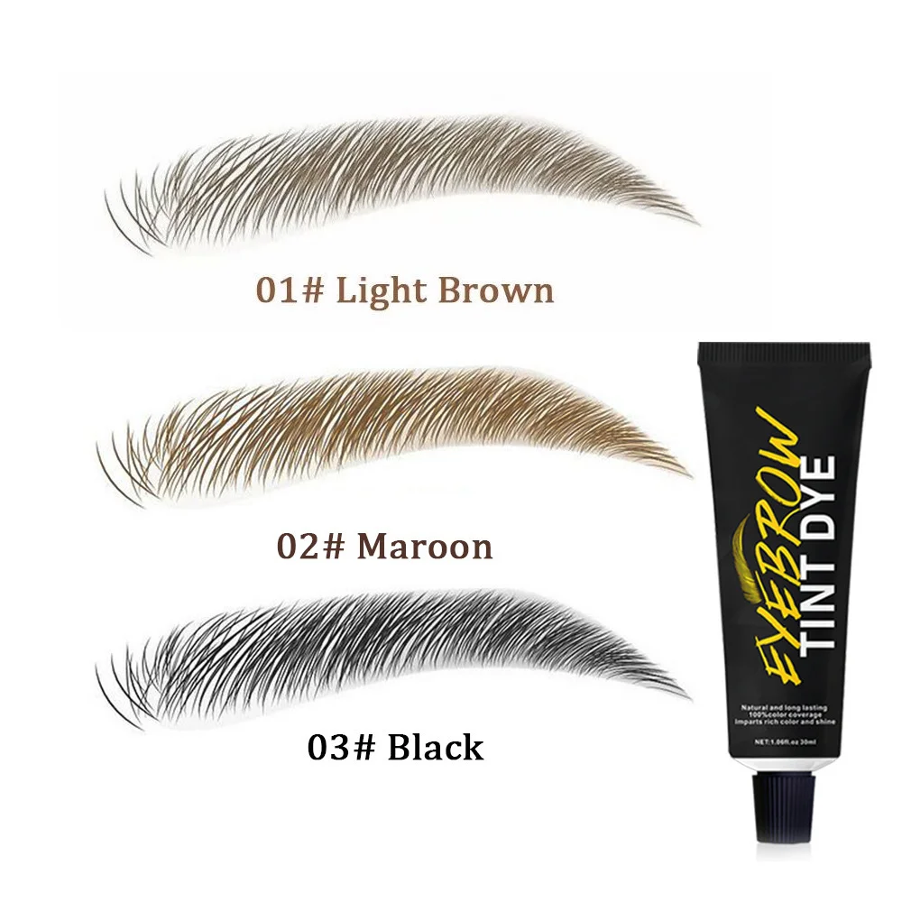 Kit de matiz de sobrancelha para cílios, matiz rápido, gel de tintura de sobrancelha, creme de sobrancelha, preto/marrom claro/marrom, intensificadores, rímel, ferramenta de maquiagem para olhos