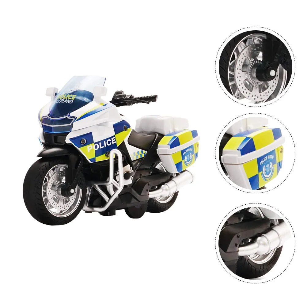 Kids Motorcycle Men's Racing Mini Pull Back Toy Friction Powered Police Car Sound and Light Blue Pull-back Child