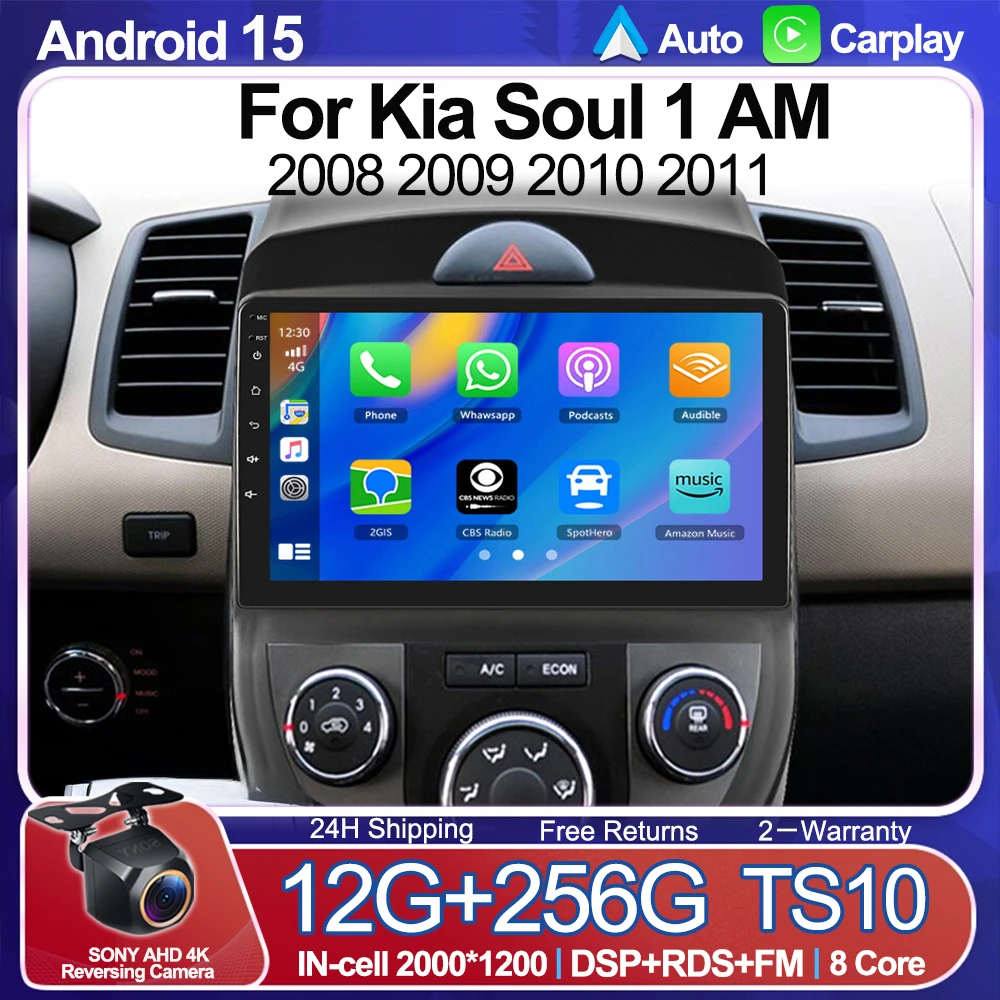

Android 16 Carplay Auto For Kia Soul 1 AM 2008 2009 2010 2011 Car Radio Multimedia 2Din Stereo Player Video GPS Head Unit BT RDS