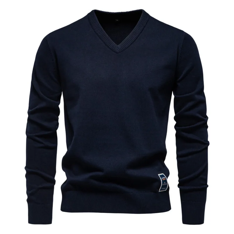 Autumn and Winter New Solid Color SweaterVTrendy Men's Sweater Men's Knitwear