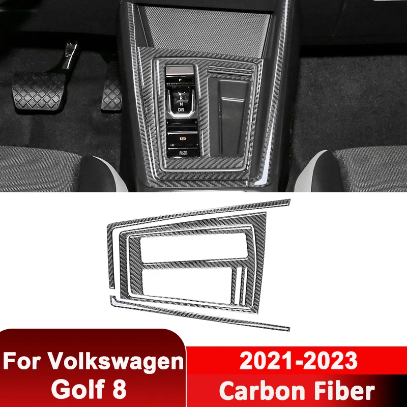 

For Volkswagen Golf 8 2021-2023 Carbon Fiber Car Gear Shifter Panel Trim Frame Decorative Sticker Auto Interior Accessories