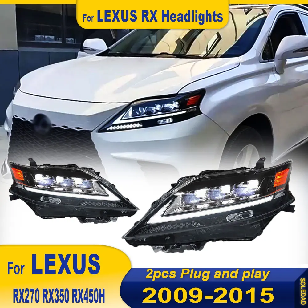 Car Light For Lexus RX 2009 2015 Headlight RX270 RX350 RX450H LED Projector head Lamp Daytime Running Light Auto Accessories