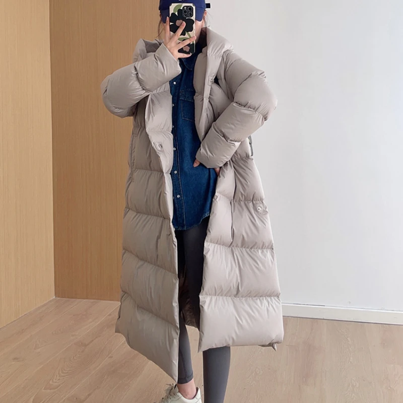 Women's Puffer Coats Winter New Outerwears Simple Casual Solid High-end Parker Windproof Thick Hooded Snow Women's Down Jacket