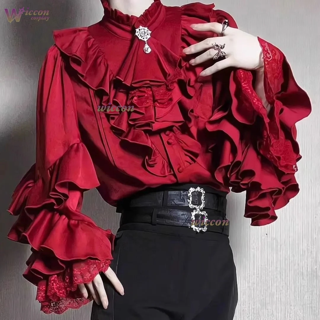 Lolita gótico vampiro Cosplay Ouji moda Jirai Kei Vintage traje Medieval corte manga de murciélago blusa príncipe camiseta interior Mujer