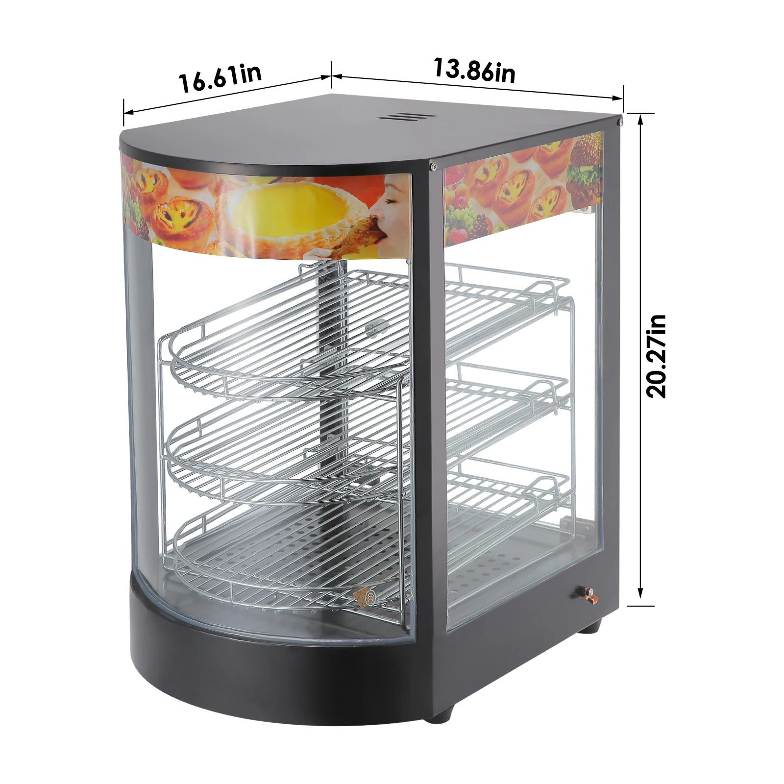 Food Display Case Hamburger Egg Tart Glass Pizza Showcase Three Floors Food Insulation Display Cabinet