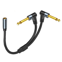 3.5mm 1/8 TRS Female Jack To Dual 6.35mm 1/4 TS Mono Right Angle Plug Stereo Y Splitter Audio Cable for Phone PC Speaker Mixer