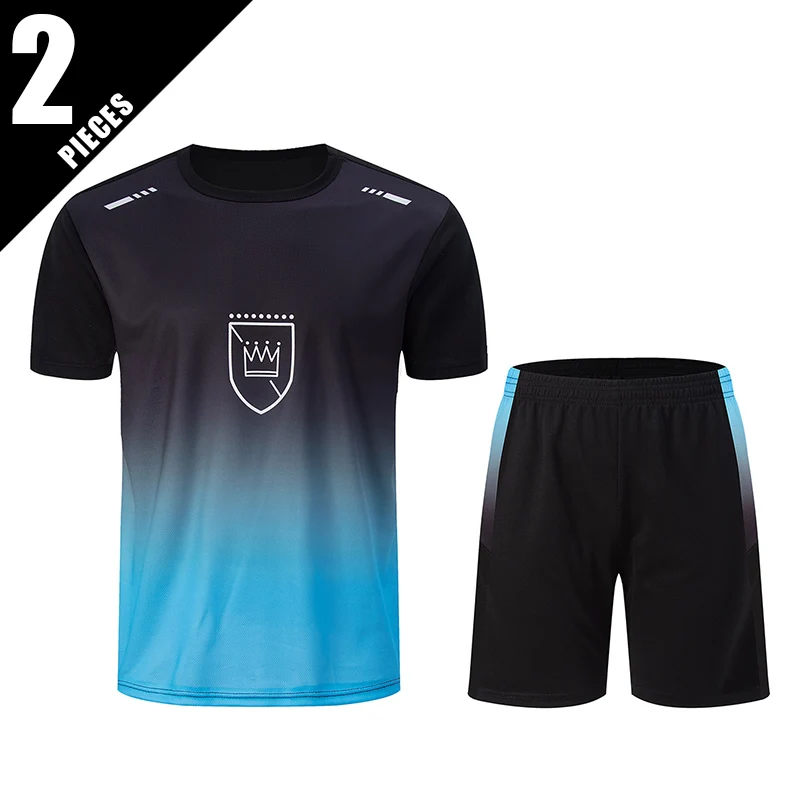 2-Piece Men'S Summer Gradient Short Sleeved Set Sporty Sweat Absorbing Comfortable Crown Printed Fashionable And Casual Shorts