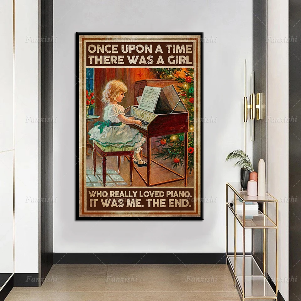 

Once Upon A Time Who Really Loved Piano Girl Canvas Painting Hd Printed Pictures Home Decor Vintage Poster Living Room Wall Art