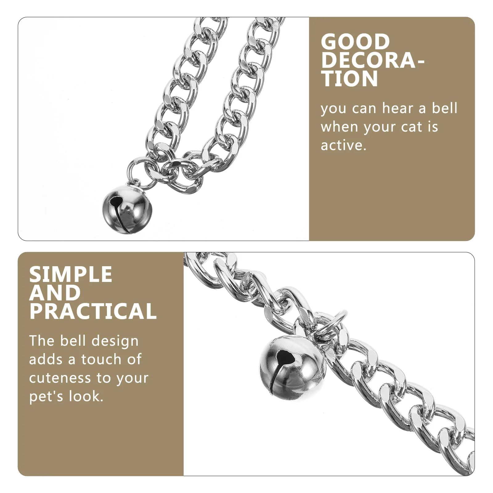 

Aluminum Dog Cat Collar Silver Bell Adjustable Size Pet Necklace Decorative Puppy Accessories Tracker For Cats Dogs Rust