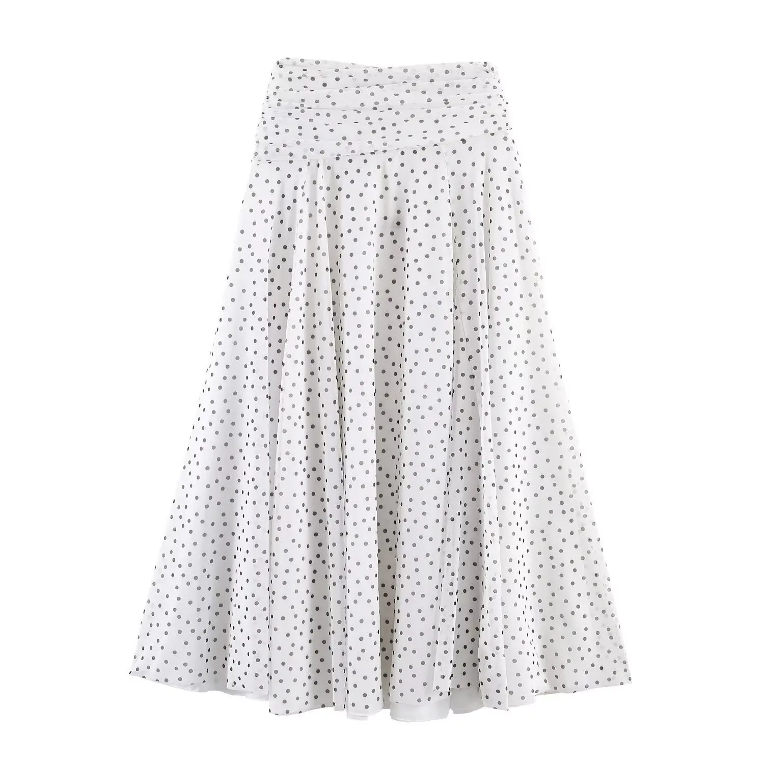 

Withered 2026 European And American Spring New Style Fashionable Temperament White Polka Dot A-line Half Length Skirt Long Skirt