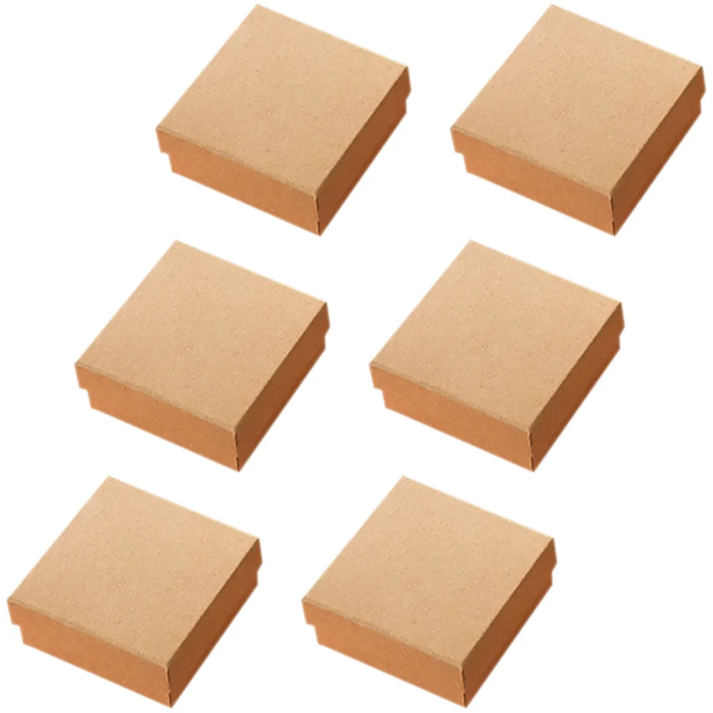 6Pcs Jewelry Gift Box Solid Color Mini Portable Jewelry Organizer Case Sponge Liner Earrings Necklace Storage Travel Box