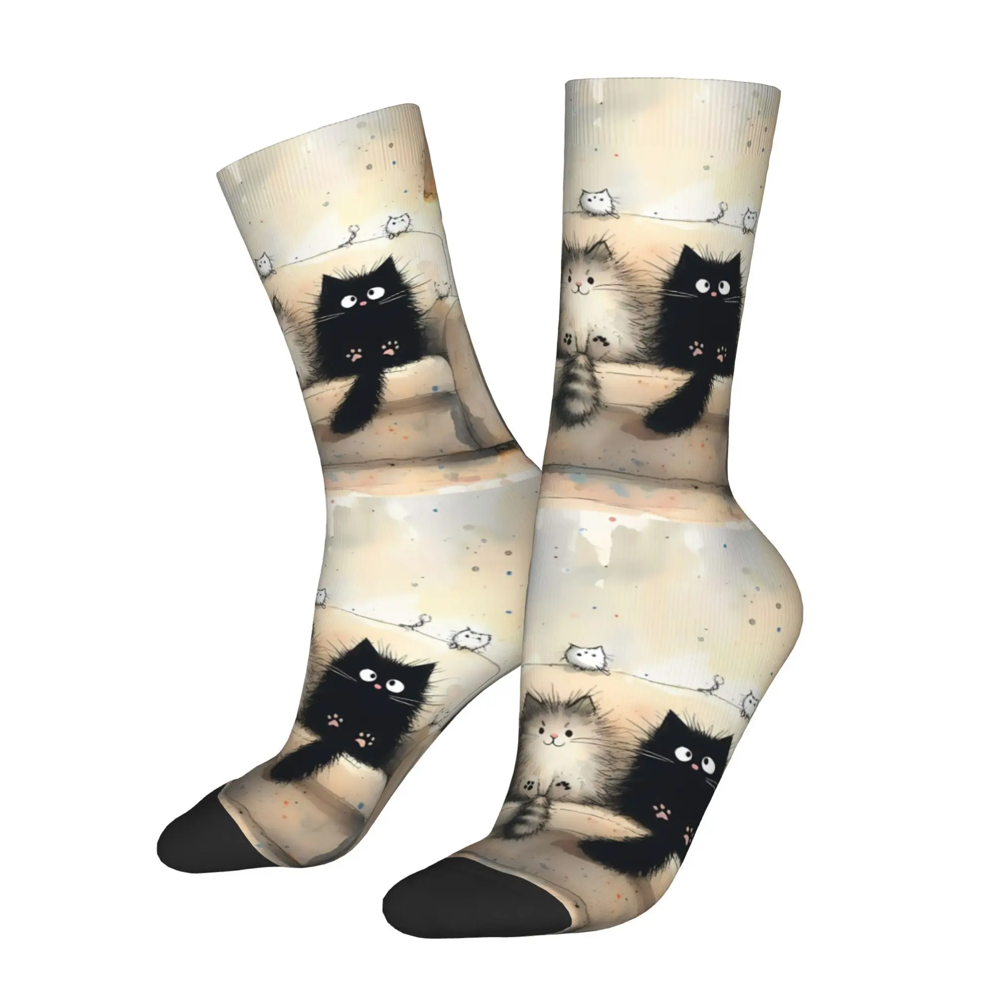 

Funny Sock for Men Cute Cats Hip Hop Harajuku Happy Breathable Pattern Printed Crew Sock Casual Gift