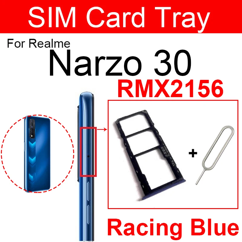 SIM Card Socket For Realme Narzo 30 30Pro Narzo 30A 4G 5G Dual Sim Card Tray Reader Holder Slot Replacement Parts