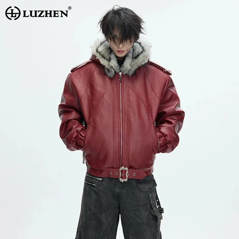 

LUZHEN 2025 Winter New Original Fur Liner Thickened Warm High Quality Leather Jacket Padded Clothes Men Street Parka Coat JY5370