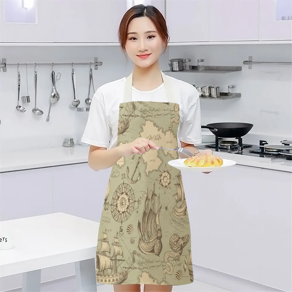 Abstract Character Avatar Skull Pattern Print Apron Woman Man Adult Child Bib Home Cooking Bakery Clean Apron Kitchen Accessorie