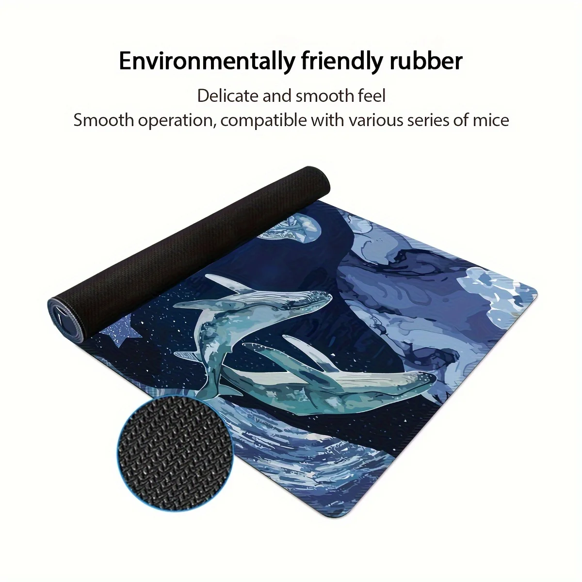 Non-Slip Deep Sea Whale Mouse Pad - Large Size for Desktop/Laptop - Washable Rubber Material - Super Cool Design for Office/Home