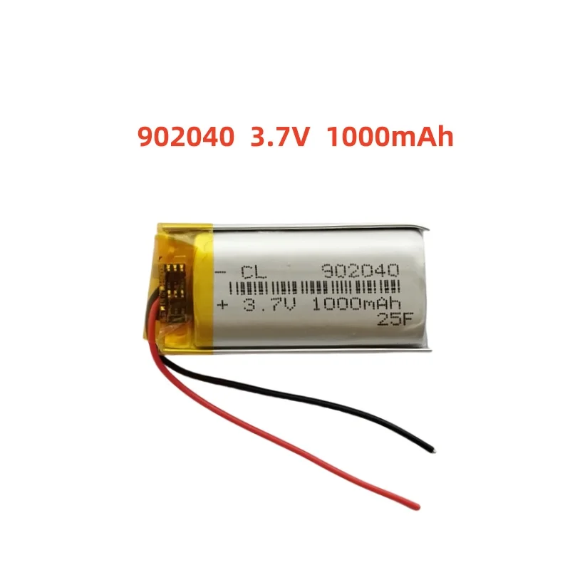 

3.7V 1000mAh Li-Polymer Replacement Li Lipo Battery 902040 JST 2Pin 1.0/1.25/1.5/2.0/2.54mm Connector For GPS Camera LED