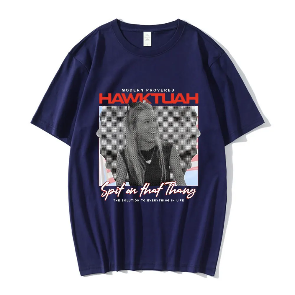 Funny Hawk Tuah Spit on That Thang Girls Meme Graphic T-Shirt Men Women Casual Cotton Oversized Short Sleeve T-shirts Streetwear