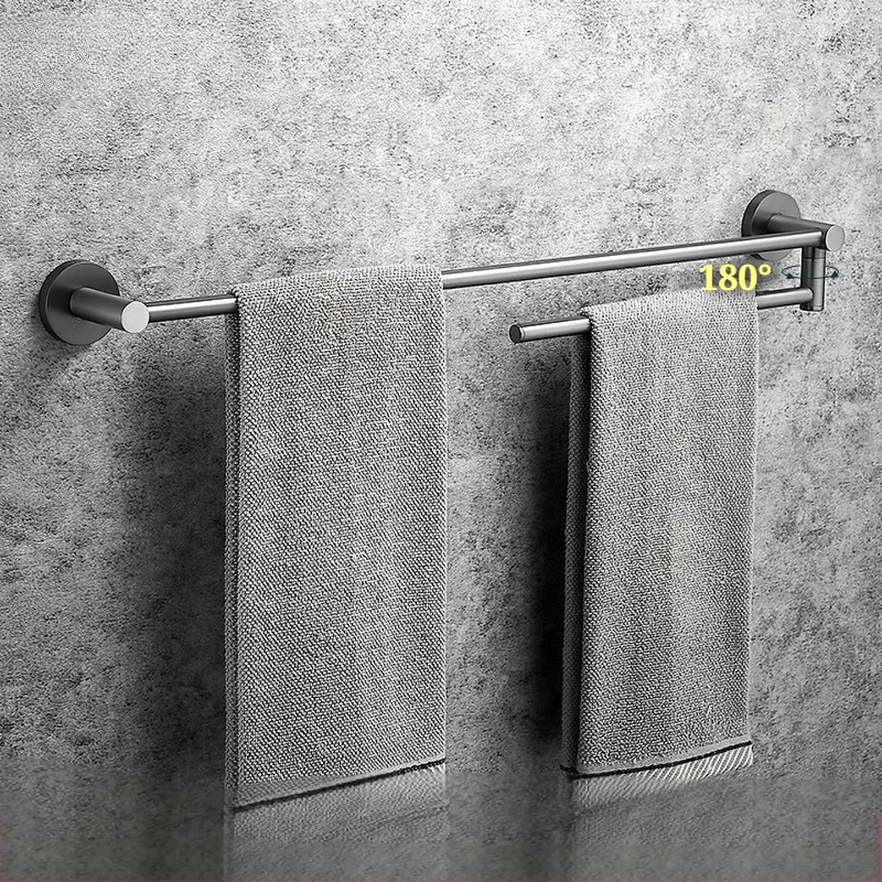 Bathroom Folding Towel Bars Copper Household Thickened Waterproof Extended Wall Mounted Hanging Towel Rack Bathroom Accessories