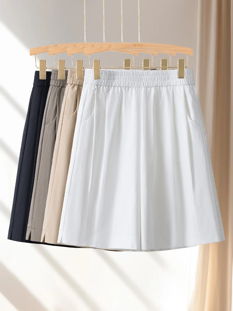 

Женские летние тонкие шорты с высокой талией и широкими штанинами, свободного кроя, в корейском стиле, для повседневной носки