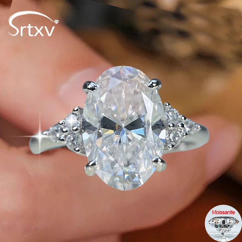 4.5CT 8*12mm D Moissanite Engagement Ring for Women S925 Silver Oval Cut Lab Diamond Wedding Promise Band Bride Jewelry Gifts