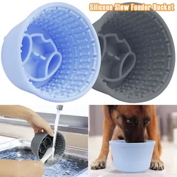 Pet Dog Slow Feeder Bucket Silicone Large Capacity Slow Feed Dog Bowls with Anti Skid Suction Cup for Medium to Large Dogs