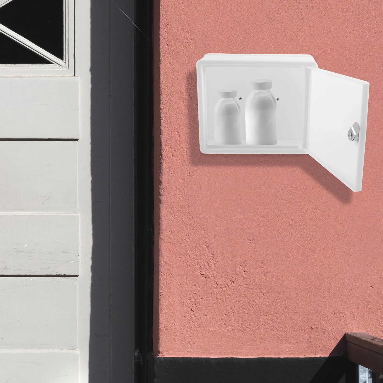 

Wall Mounted Plastic Milk Box Lock Simple Stylish Lockable Mailbox for Letters Bottles Wall Mounted Milk Box with Lock