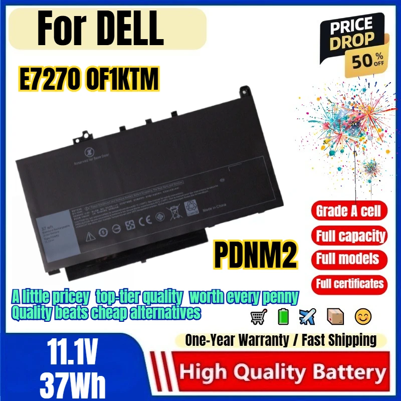 PDNM2 for DELL E7270 0F1KTM 37WH Laptop Battery 0 Cycle High Quality High Capacity Battery Replacement Bateria Grade A Cell