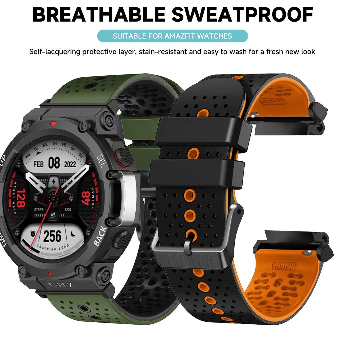 حزام سيليكون قابل للتنفس لساعة Huami Amazfit T-Rex 3 T-Rex2 سوار رياضي لساعة Amazfit T-Rex Pro/Ultra Smartwatch