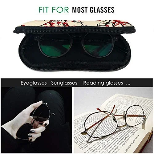 Cherry Blossom Sunglasses Soft Case Glasses  For Women Men Ultra Light Neoprene Zipper Eyeglass 