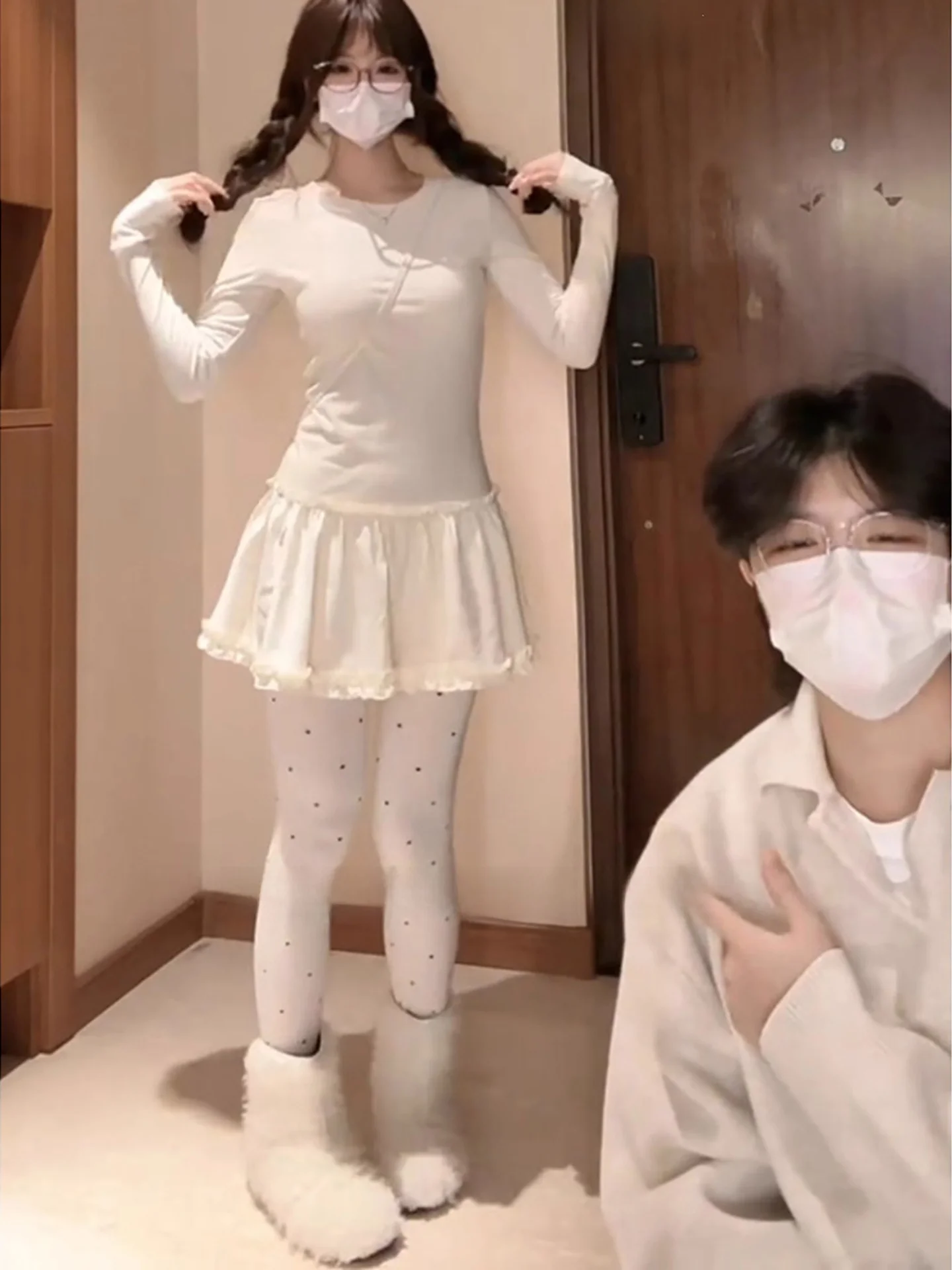 

Женская теплая повседневная юбка-трапеция с длинным рукавом, облегающая, для ношения под одеждой, с функцией сохранения тепла