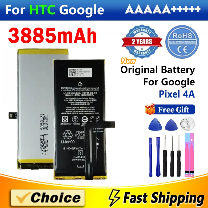 1Pc 3885mAh Original Phone Battery For HTC Google Pixel 4A Pixel4A 5G Version,G025E-B Brand New Replacement Phone Battery+Tools