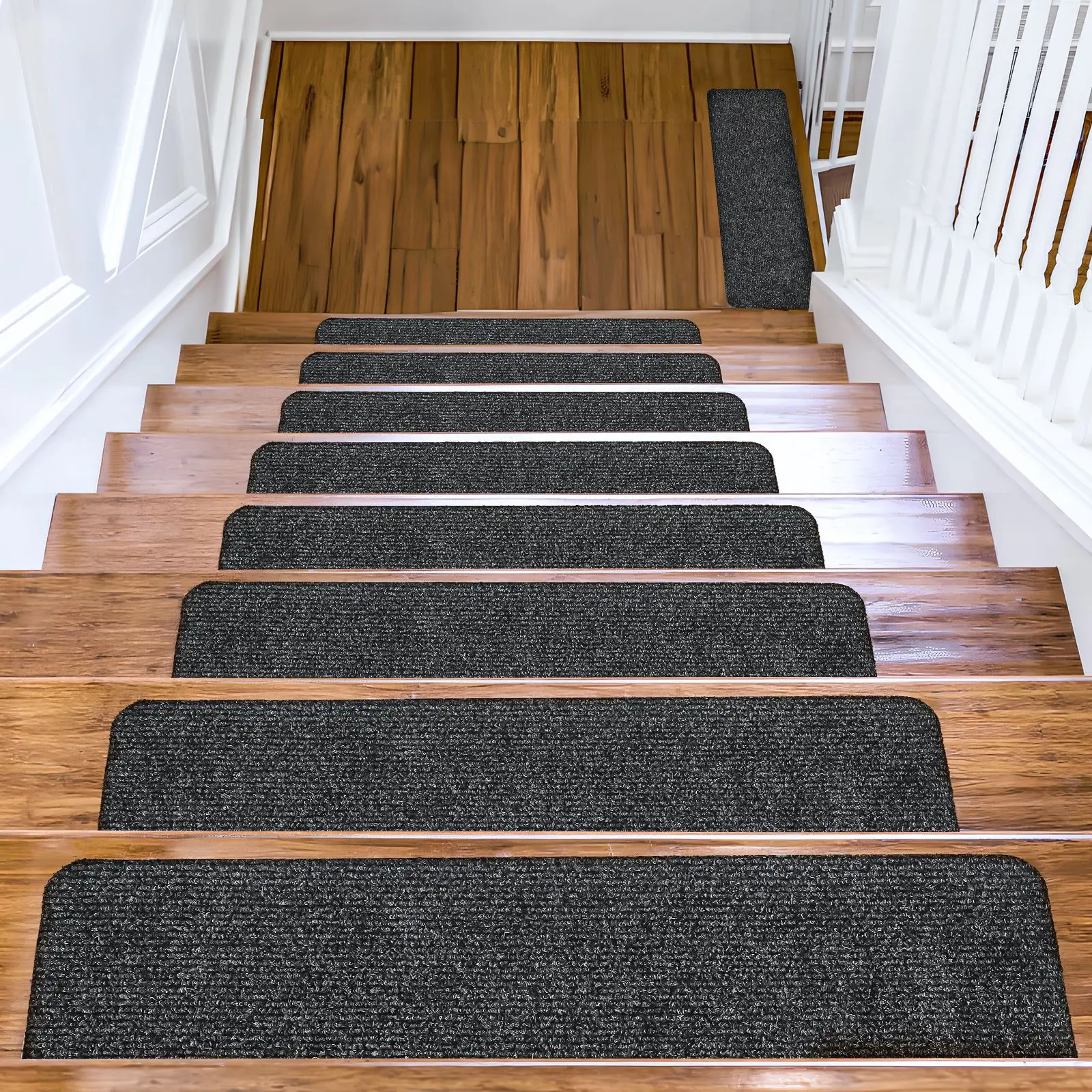 

15Pcs Stair Treads Carpet Strips durable Self-Adhesive Stair Tread Mat Dusting pad Non Slip Stair Rugs DIY Home Floor Decoration