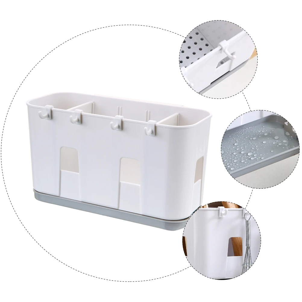 

Plastic Kitchen Rack Draining Chopsticks Cage Container Hanging Fork White Storage Shelves Seamless Utensil ganizer Wall