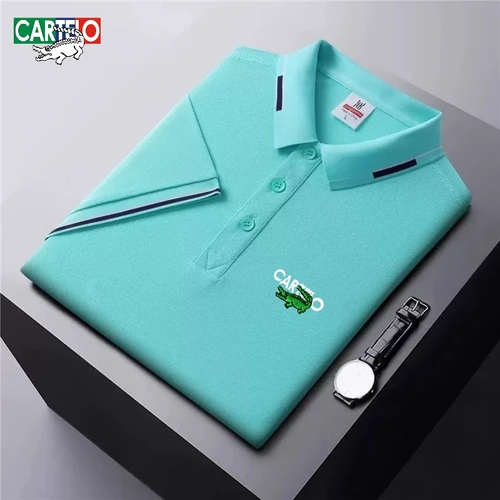 Imagen 2 del producto Polo de manga corta con logo bordado a la moda de alta calidad para hombre de verano, nueva moda, informal, transpirable, top fresco