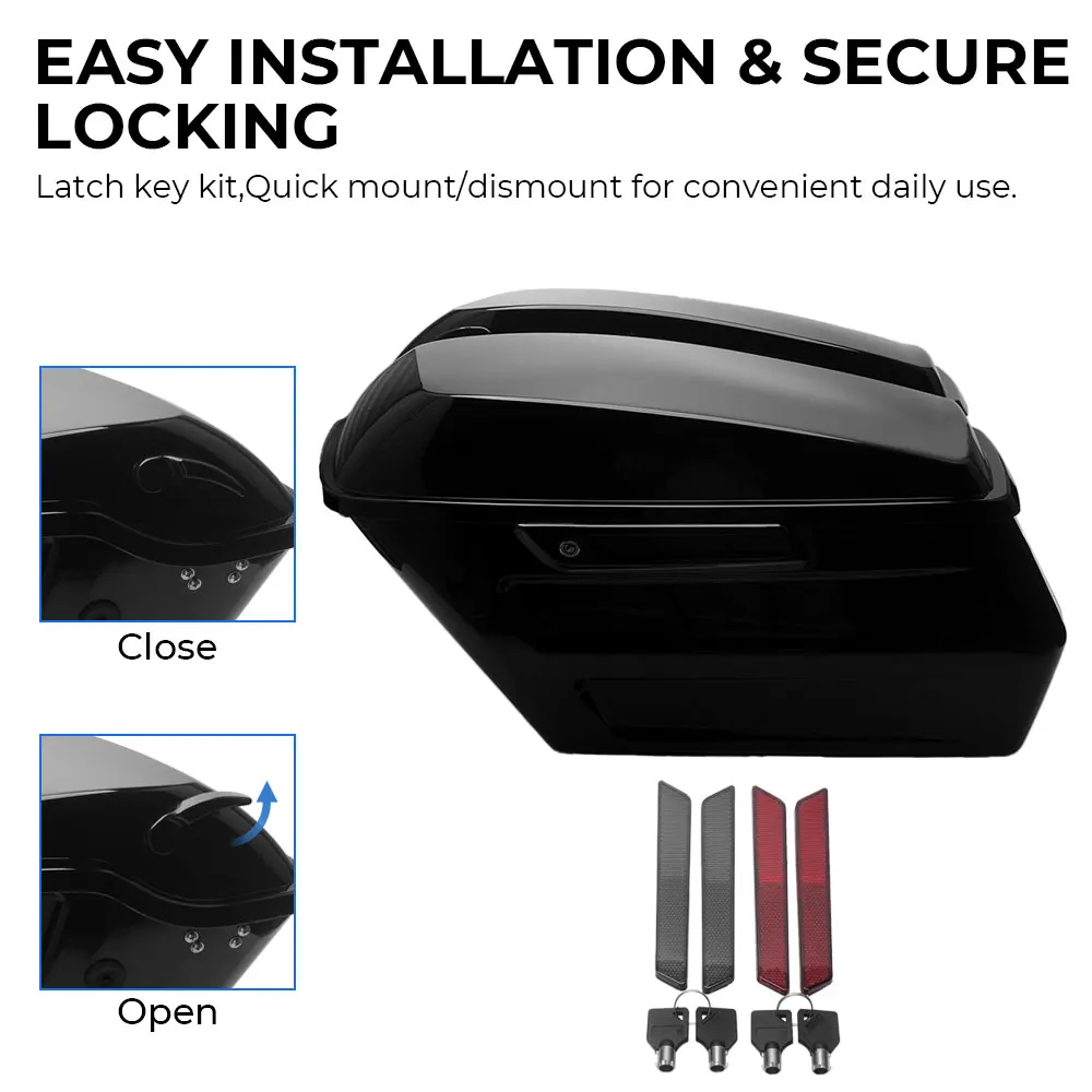 Motorcycle 1 Set Saddlebags Trunk Luggage Hard Bags ABS Plastic For Harley Touring Electra Glide Ultra Limited FLHTK 2014-2024