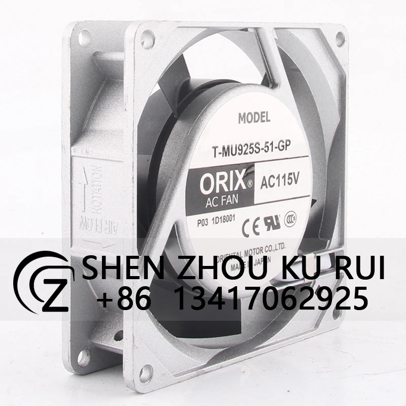 Case Fan for ORIX T-MU925S-51-GP 115V 10W 92X92X25MM 9225 9CM High Air Volume Cabinet Aluminum Frame Inverter Cooling Fan