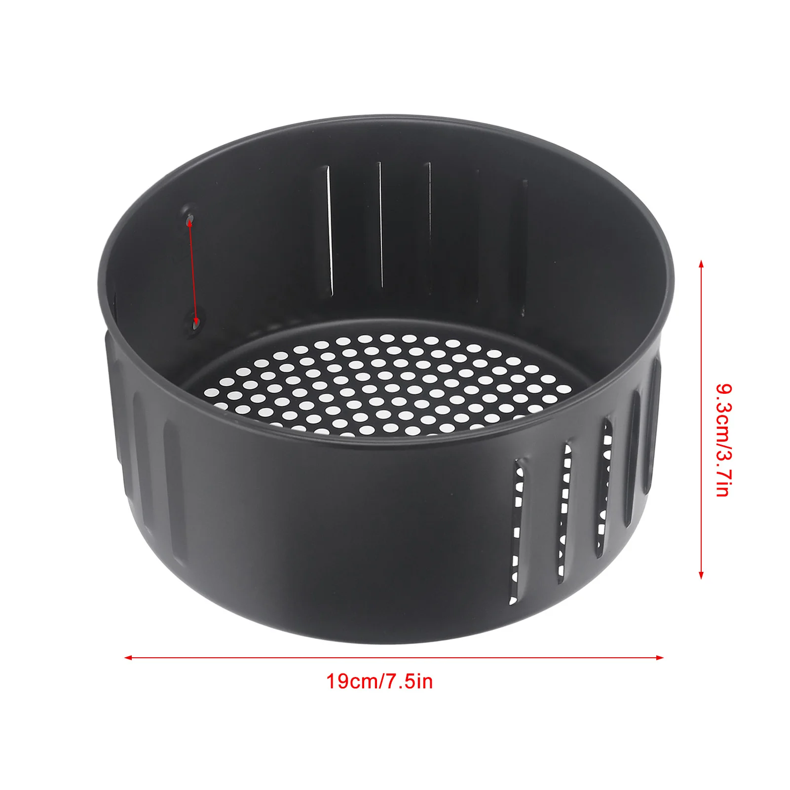 سلة تجفيف المقلاة 2.6 لتر طلاء غير لاصق للطعام من الفولاذ الأسود سلة المقلاة بفتحات متعددة قابلة لإعادة الاستخدام للشوي