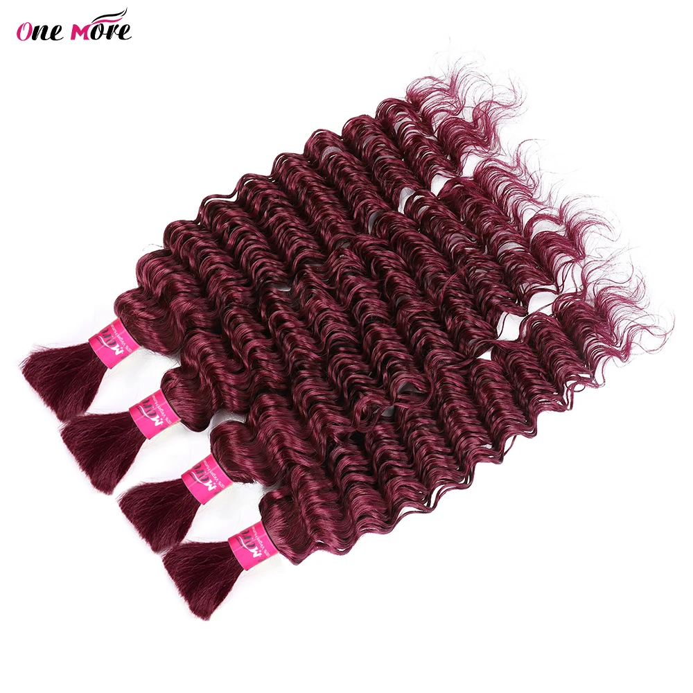 Braiding Hair Human Bulk Hair Deep Wave Bulk Human Braiding Hair for Braids Hair No Weft 99J Burgundy Human Hair Extension