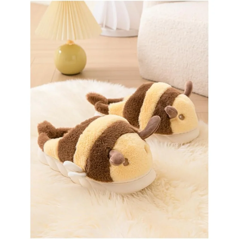 شباشب لطيفة على شكل نحلة: شباشب منزلية دافئة من القطيفة الناعمة للجنسين مريحة وغير قابلة للانزلاق للرجال والنساء #2