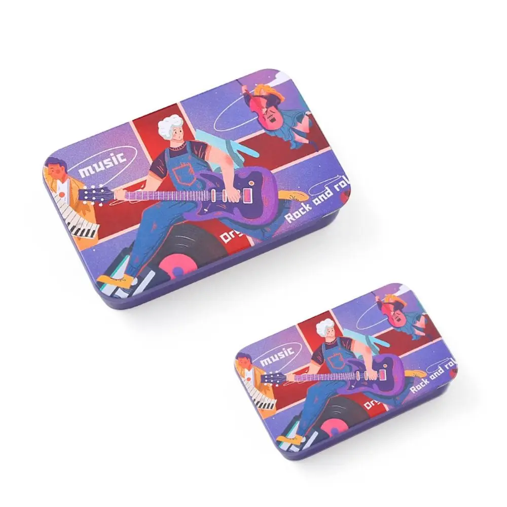 

New Cartoon Prints Guitar Pick Case Mini Portable Pick Storage Box Iron Guitar Accessories Plectrum Case