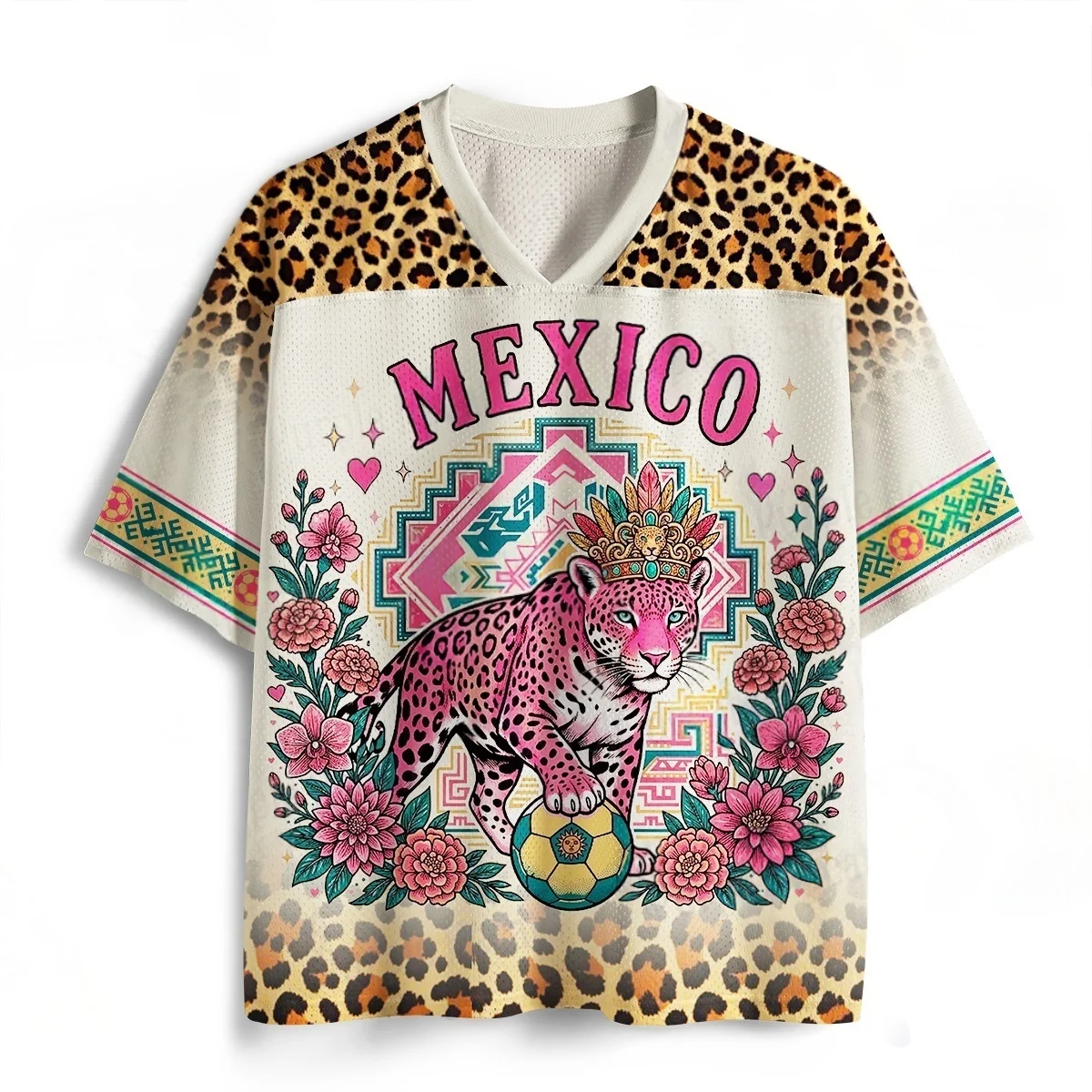 Mexican Tropical Flower T-Shirt Leopard Print 3D Graphic Top Summer Short Sleeve Breathable Men Women Clothing