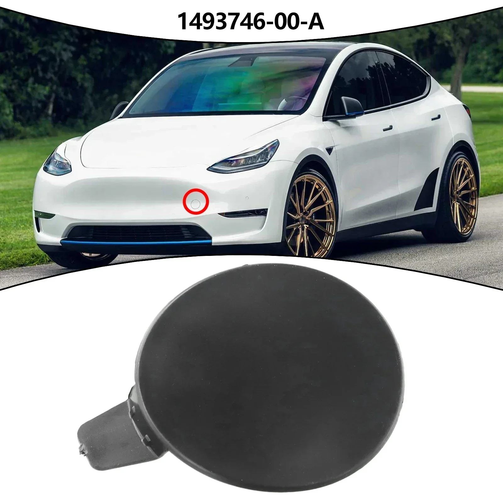 Tow Hook Front TOW CAP Plastic 1493746-00-A Black Front For Tesla Model Y 2021-2022 For Tesla Model Y 2021-2022