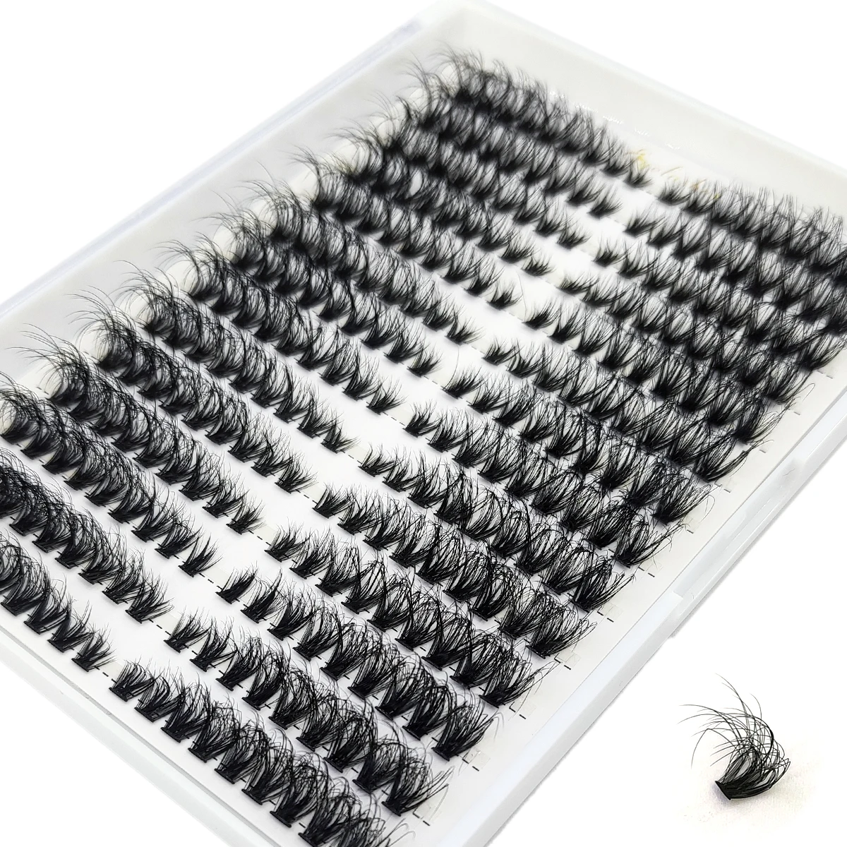 14 Reihen flauschige Wimperncluster, dickes Volumen, Wimperncluster, Verlängerungen 40/60/100D links/rechts, einzelne Wimpern, Wimpernverlängerung