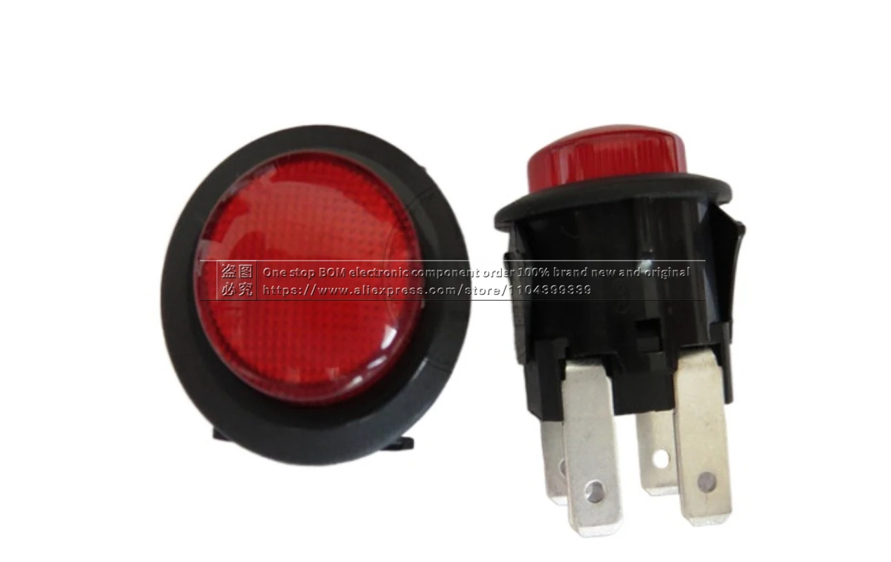 20MM SB-53 imported Taiwan round button switch 4 feet with lamp self-locking power switch 16A250V