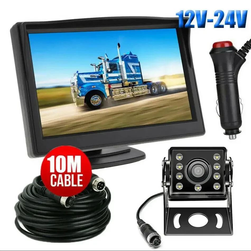 

5" Car Parking Monitor Waterproof Night Vision HD Rear View Reverse Camera Kit