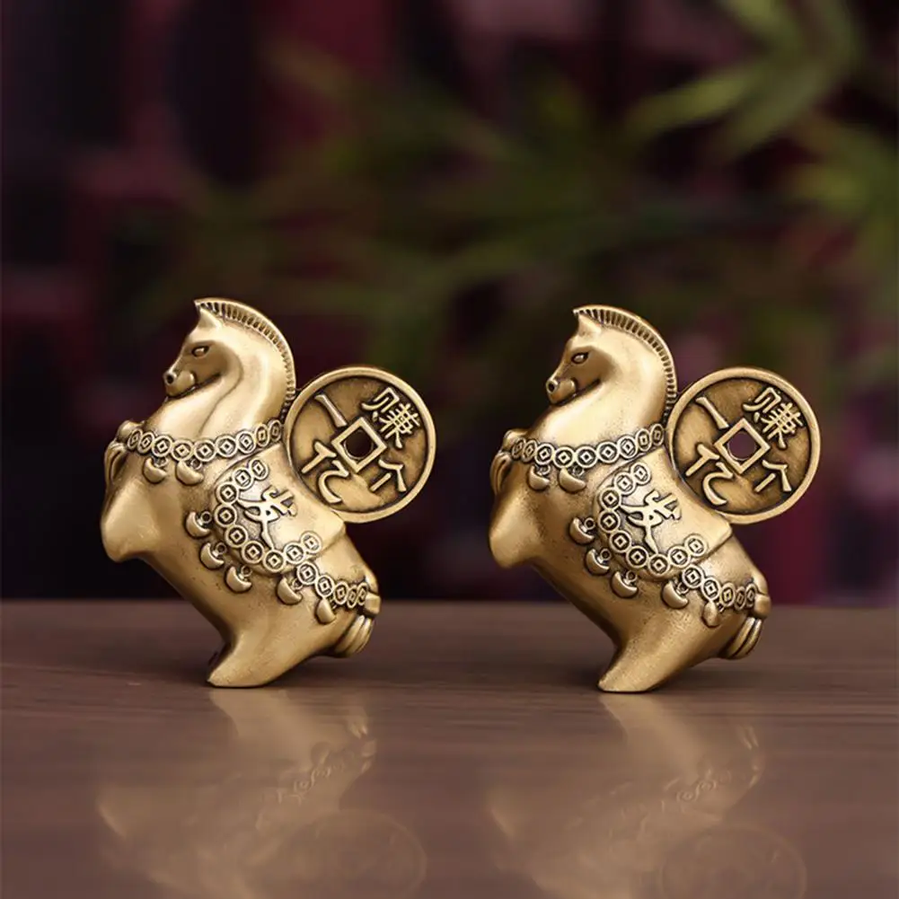Feng Shui Wealth Symbol Small Brass Horse Statue Feng Shui Figurine Chinese Zodiac 2026 Year of Horse Ornament Tabletop for Home