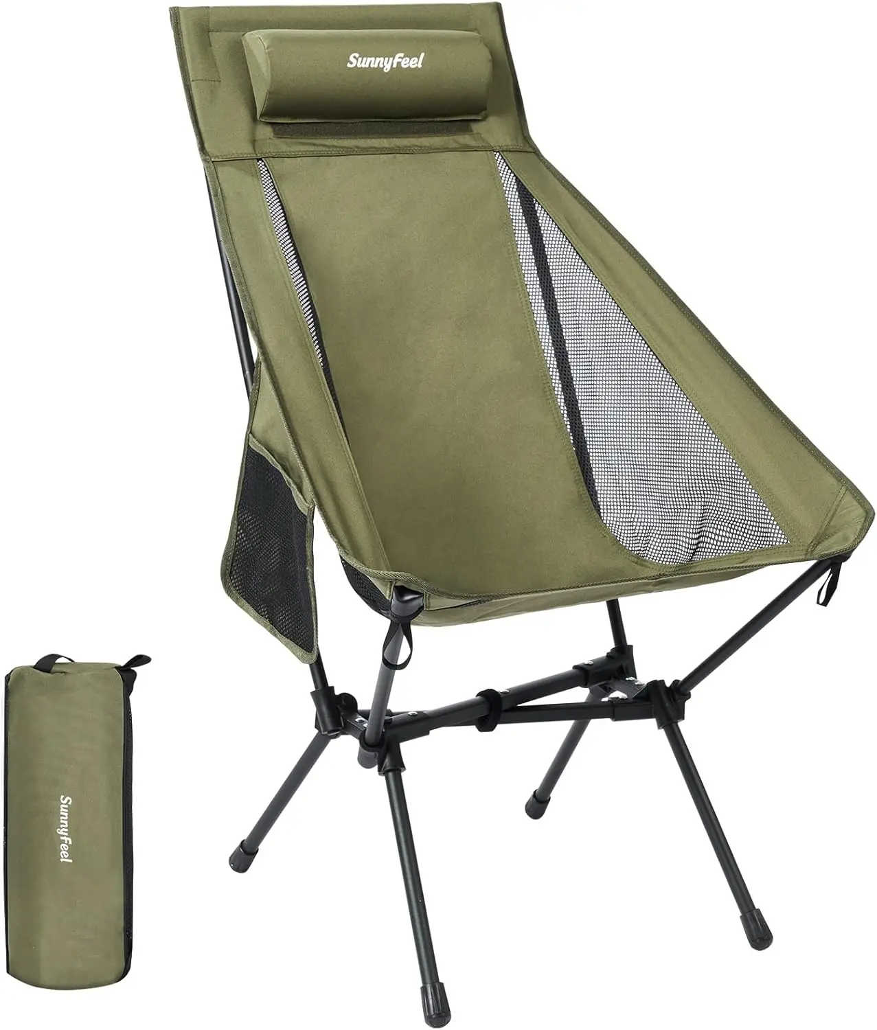 

Кемпинговое кресло SUNNYFEEL с высокой спинкой, быстрая сборка за 15 секунд, нагрузка до 150 кг, портативное, легкое и компактное складное кресло для походов.