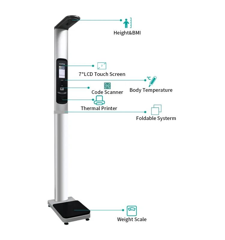 Coin Scale Digital Intelligent Ultrasonic Height Measurement Weight Body Fat Scale for Malls Pharmacies Hospitals