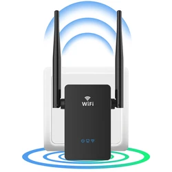 300 MBit/s WLAN-Repeater 2,4g schwarzer WLAN-Range-Extender-Router 2 * 3dbi-Antennen signalisieren Heim verstärker EU-Stecker Repetidor